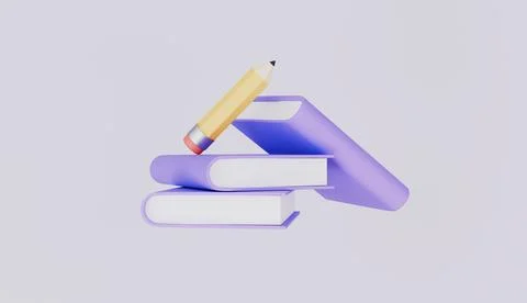 Notebook for study with pencil, Stack of books with pen, Education concept 스톡 일러스트