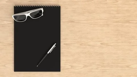 Notebook with sunglasses and pen Stock Illustration