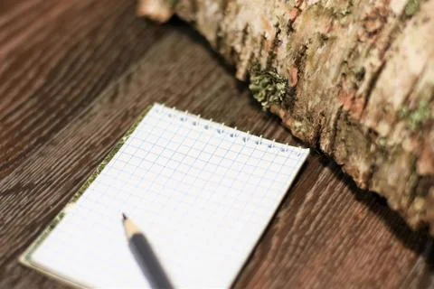 Notebook on the table Foto stock