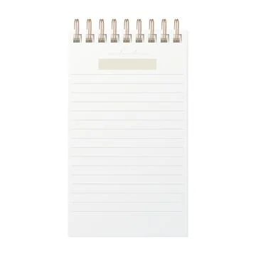 Notebook template on rings. Vertical blank sheet with lines Stock Illustration