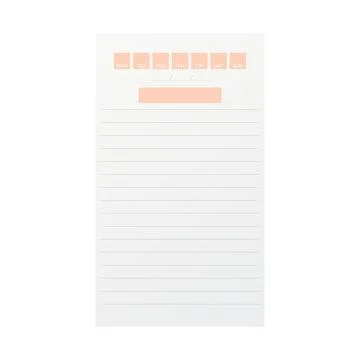 Notebook template. Vertical blank sheet with lines, days of week Stock Illustration