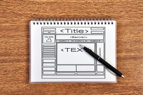 Notebook with template web page Foto stock