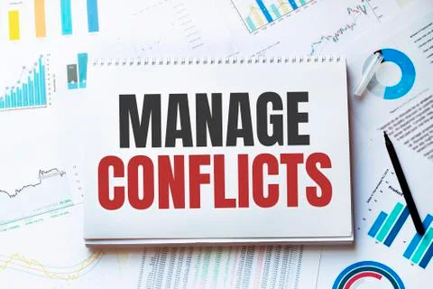 Notebook with Tools and Notes about CONFLICT MANAGEMENT,concept Stock Photos