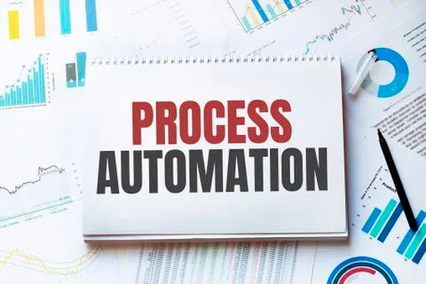 Notebook with Tools and Notes about process automation,concept Stock Photos