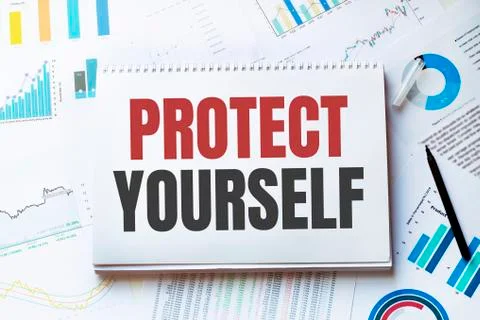Notebook with Tools and Notes about PROTECT YOURSELf Stock Photos