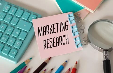 Notebook with Tools and Notes About Market Research Stock Photos