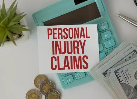Notebook with Tools and Notes with text Personal injury claims Stock Photos