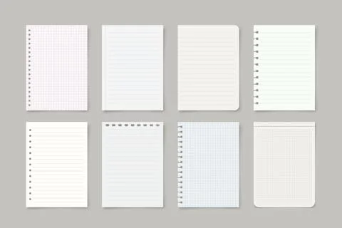 Notebook various papers in set realistic design Stock Illustration