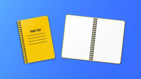 A notebook with a vertical spring. Notepad with a white sheet. Vector illustr Illustrazione stock
