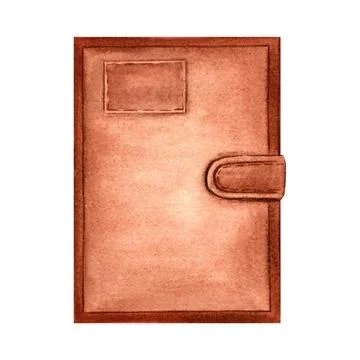 Notebook vintage, diary for writing. Hand drawn watercolor illustration isolated Stock Illustration