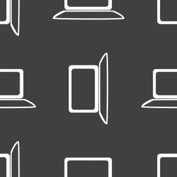 Notebook web icon. flat design. Seamless gray pattern. Stock Illustration