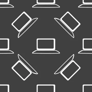 Notebook web icon. flat design. Seamless gray pattern. Stock Illustration