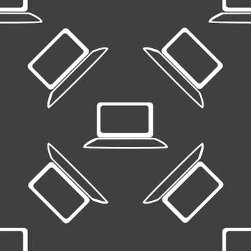 Notebook web icon. flat design. Seamless gray pattern. Stock Illustration