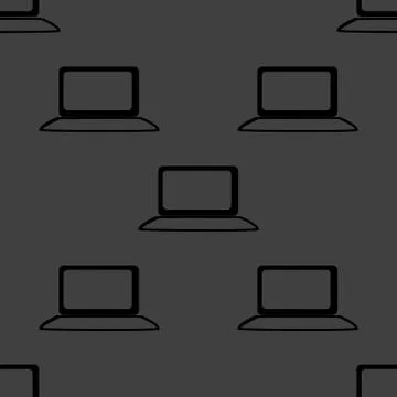 Notebook web icon. flat design. Seamless gray pattern. Illustrazione stock