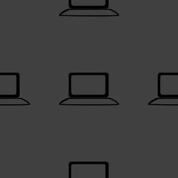 Notebook web icon. flat design. Seamless gray pattern. Illustrazione stock