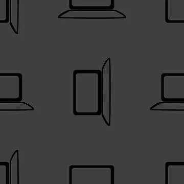 Notebook web icon. flat design. Seamless gray pattern. Stock Illustration