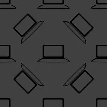 Notebook web icon. flat design. Seamless gray pattern. Stock Illustration