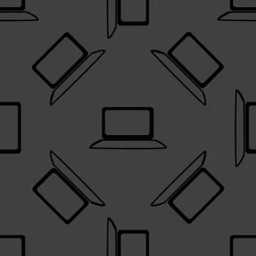 Notebook web icon. flat design. Seamless gray pattern. Stock Illustration