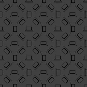 Notebook web icon. flat design. Seamless gray pattern. Stock Illustration