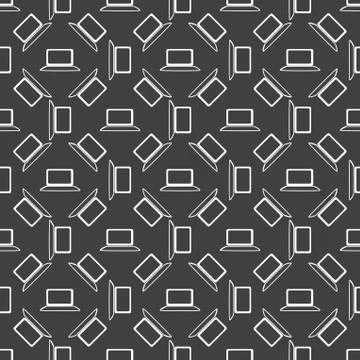 Notebook web icon. flat design. Seamless gray pattern. Stock Illustration