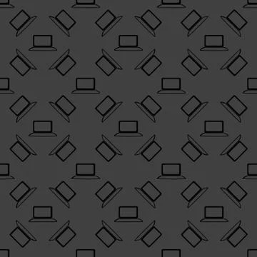 Notebook web icon. flat design. Seamless gray pattern. Illustrazione stock