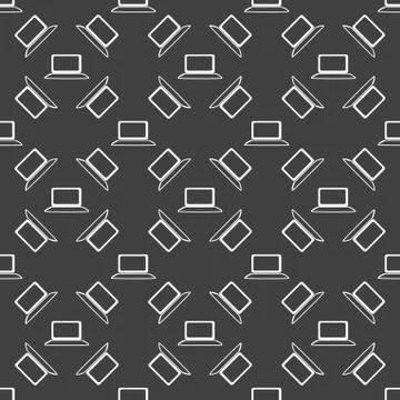 Notebook web icon. flat design. Seamless gray pattern. Stock Illustration