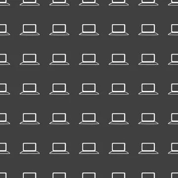 Notebook web icon. flat design. Seamless gray pattern. Illustrazione stock