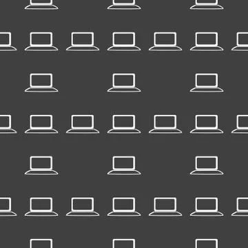 Notebook web icon. flat design. Seamless gray pattern. Stock Illustration