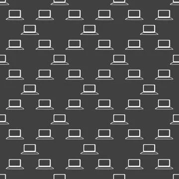 Notebook web icon. flat design. Seamless gray pattern. Stock Illustration