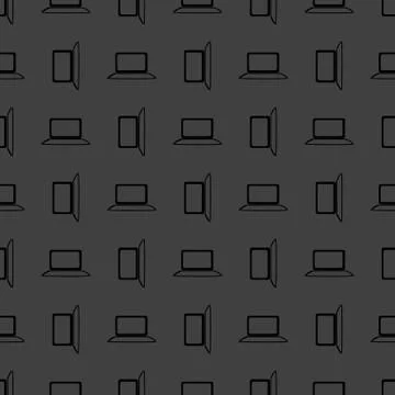 Notebook web icon. flat design. Seamless gray pattern. Stock Illustration