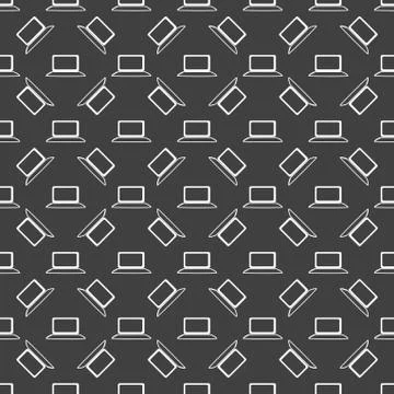 Notebook web icon. flat design. Seamless gray pattern. Stock Illustration
