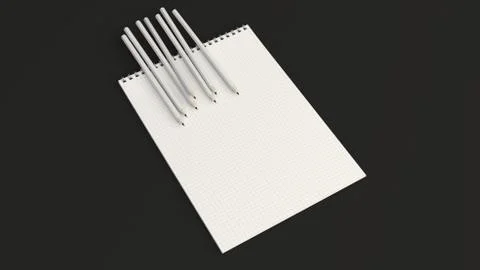 Notebook with white pencils Stock Illustration