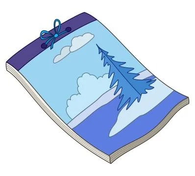 Notebook with winter landscape Stock Illustration