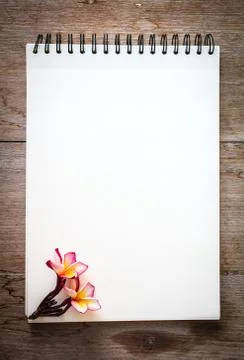 Notebook on the wood background Stock Photos