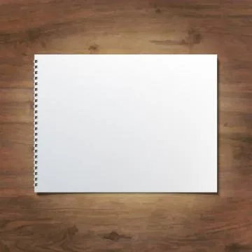 Notebook on wooden background Stock Illustration