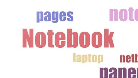 Notebook Word Cloud Animated Isolated On White Stock Footage 107234897