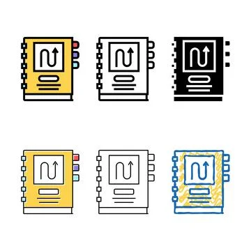 Notebook with work styleset planning color icon vector 库存插图
