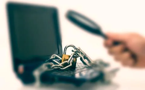 Notebook wrapped in chains. Stock Photos