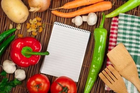 Notebook to write recipes Stock Photos