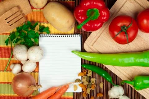 Notebook to write recipes Stock Photos