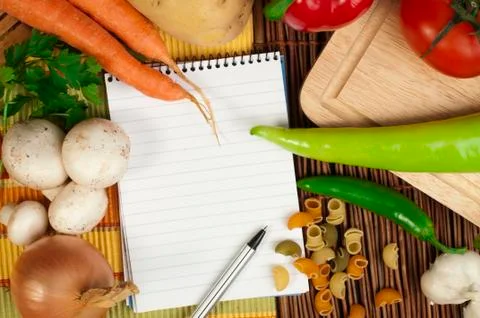 Notebook to write recipes Stock Photos