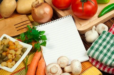Notebook to write recipes Stock Photos