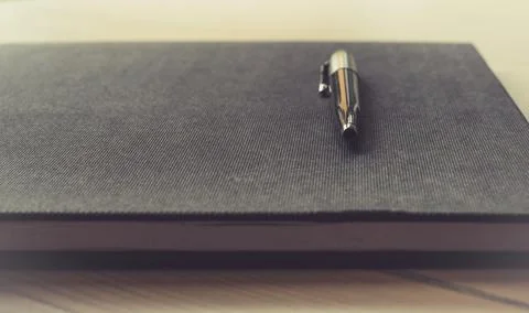 Notebook writing table leather pen notepad Foto stock