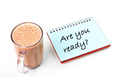 Notebook written with question ARE YOU READY? Foto stock