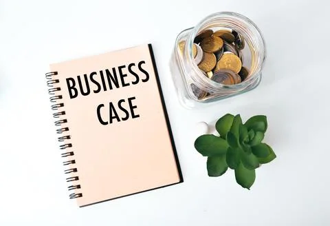 Notebook written with text BUSINESS CASE. Top view. Stock Photos