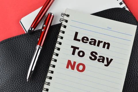 Notebook written with text LEARN TO SAY NO. Foto stock