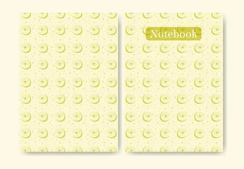 Notebook yellow colored cover. Diary with mystic elements pattern. Cover page Stock Illustration