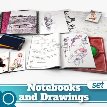 Notebooks and Drawings 3D Model