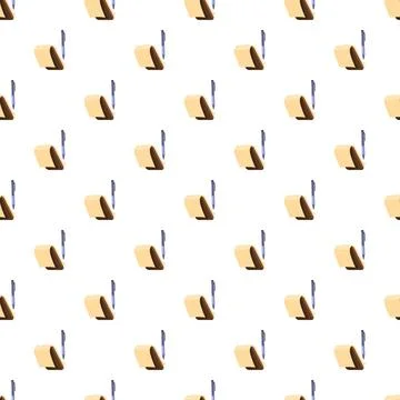 Notebooks and pens uniform pattern on white background Stock Illustration