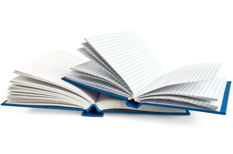 Notebooks bound in blue Stock Photos
